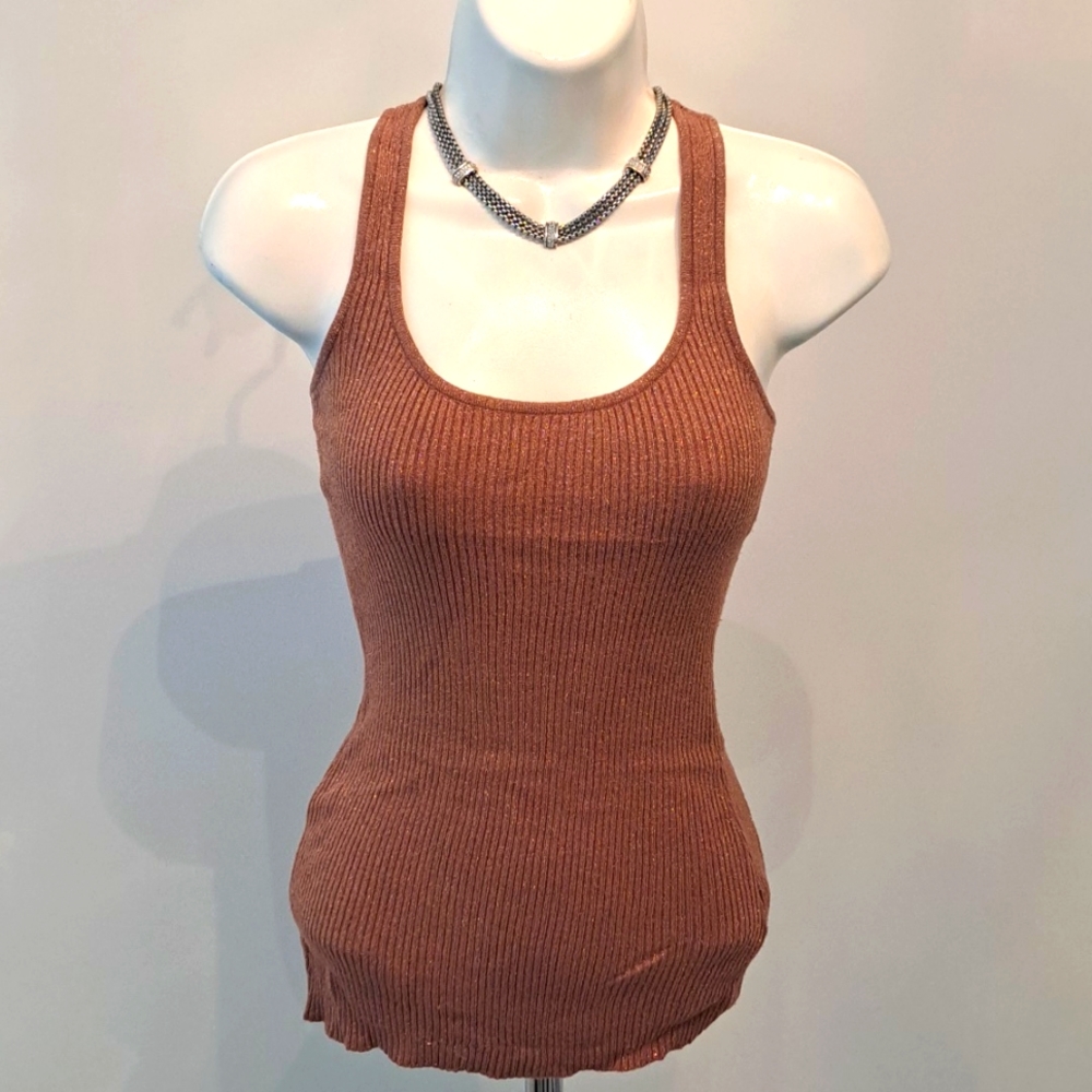 bebe Brown Shimmer Top